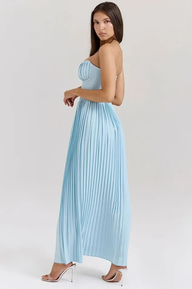Women Marcella Ocean Blue Pleated Maxi Dress House Of CB Dresses