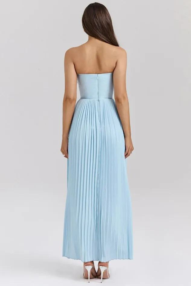 Women Marcella Ocean Blue Pleated Maxi Dress House Of CB Dresses