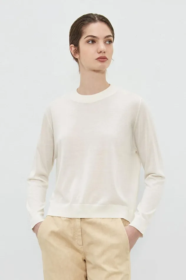 Women MARISSA 8211 Summer Cashmere Crew Neck Sweater 8211 Gesso Massimo Alba Knitwear Women MARISSA 8211 Summer Cashmere Crew Neck Sweater 8211 Gesso Massimo Alba Knitwear