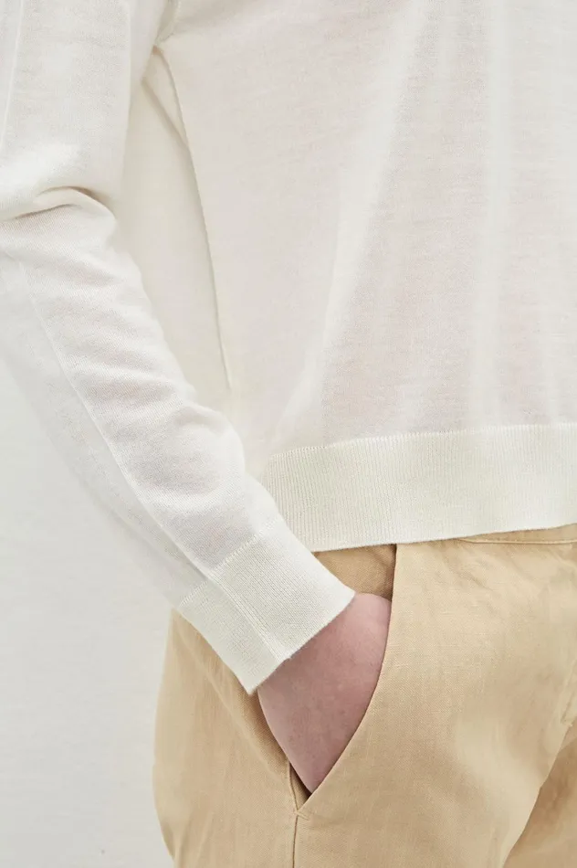 Women MARISSA 8211 Summer Cashmere Crew Neck Sweater 8211 Gesso Massimo Alba Knitwear Women MARISSA 8211 Summer Cashmere Crew Neck Sweater 8211 Gesso Massimo Alba Knitwear