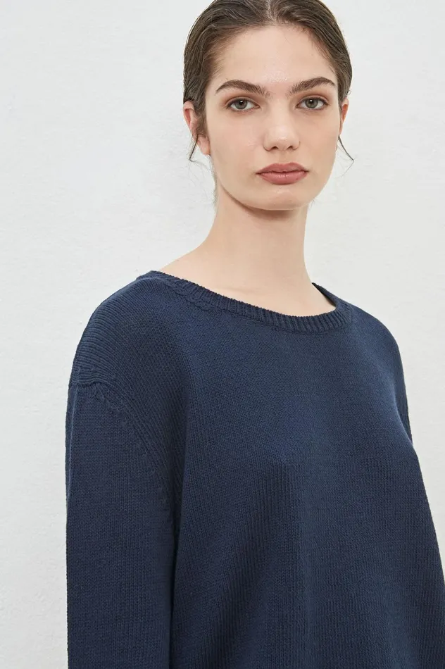 Women MATILDE 8211 Cotton Silk Crewneck Sweater 8211 Blu Massimo Alba Knitwear Women MATILDE 8211 Cotton Silk Crewneck Sweater 8211 Blu Massimo Alba Knitwear