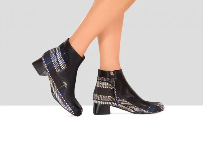 Women Medium Heel Audley Shoes Low Heel Leather Booties Estefania Black