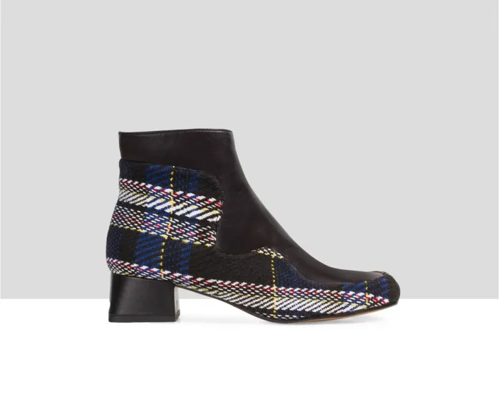 Women Medium Heel Audley Shoes Low Heel Leather Booties Estefania Black