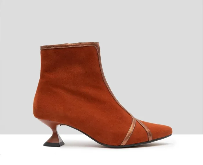 Women Medium Heel Audley Shoes Low Heel Leather Booties Galia Orange