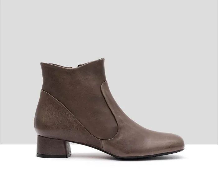 Women Medium Heel Audley Shoes Low Heel Leather Booties Irati Grey
