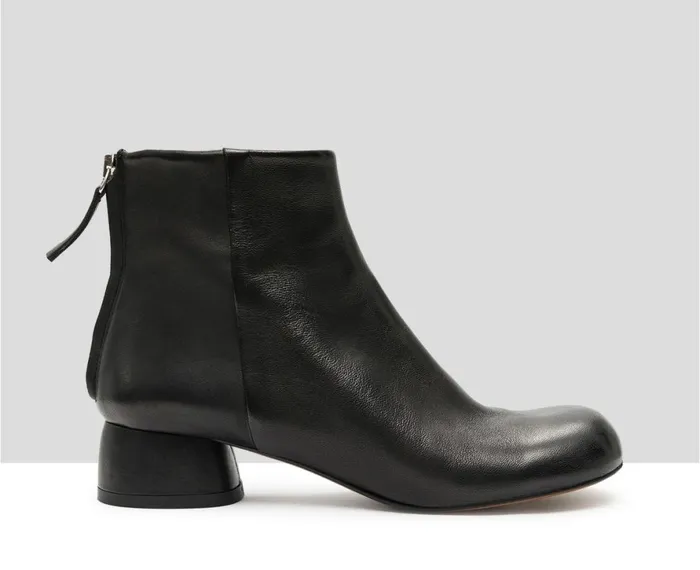 Women Medium Heel Audley Shoes Low Heel Leather Booties Kath Black