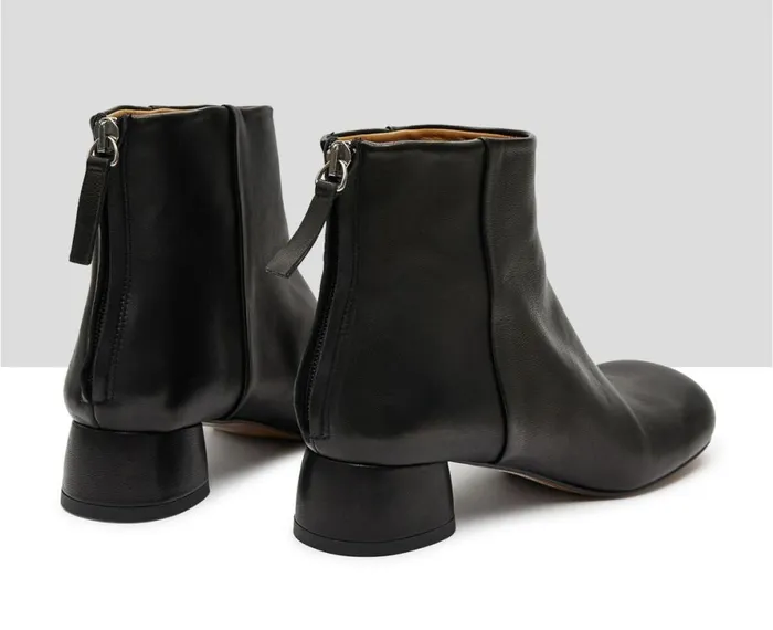 Women Medium Heel Audley Shoes Low Heel Leather Booties Kath Black