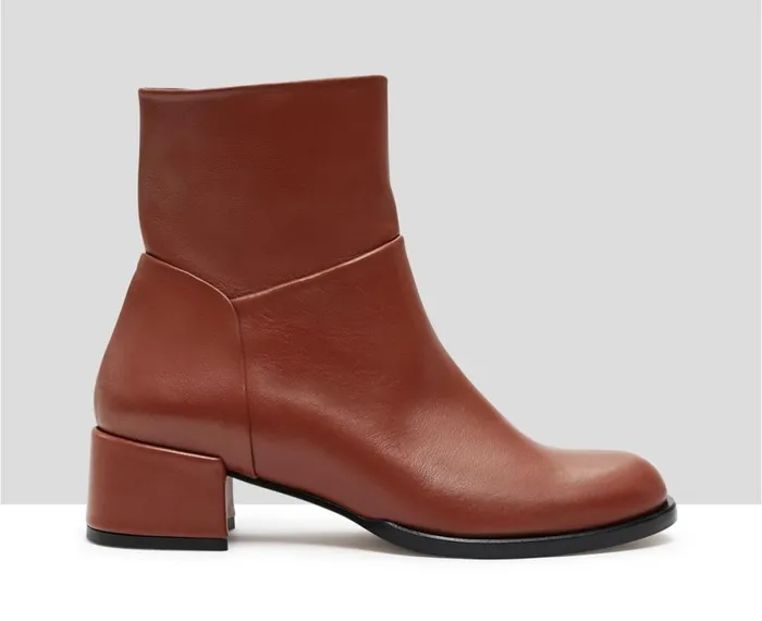 Women Medium Heel Audley Shoes Low Heel Leather Booties Kirby Brown