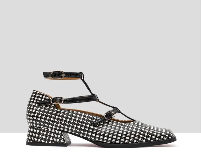 Women Medium Heel Audley Shoes Low Heel Leather Shoe Indigo Black