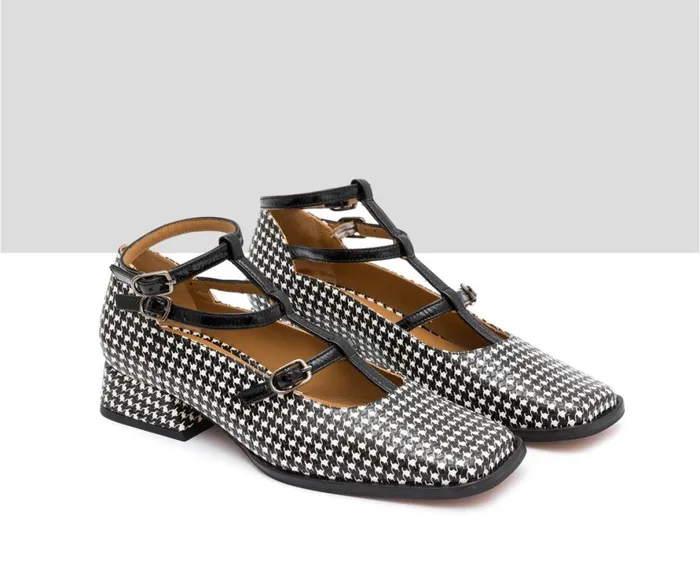 Women Medium Heel Audley Shoes Low Heel Leather Shoe Indigo Black