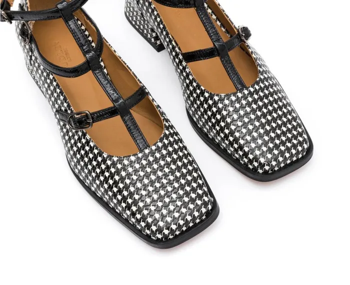 Women Medium Heel Audley Shoes Low Heel Leather Shoe Indigo Black