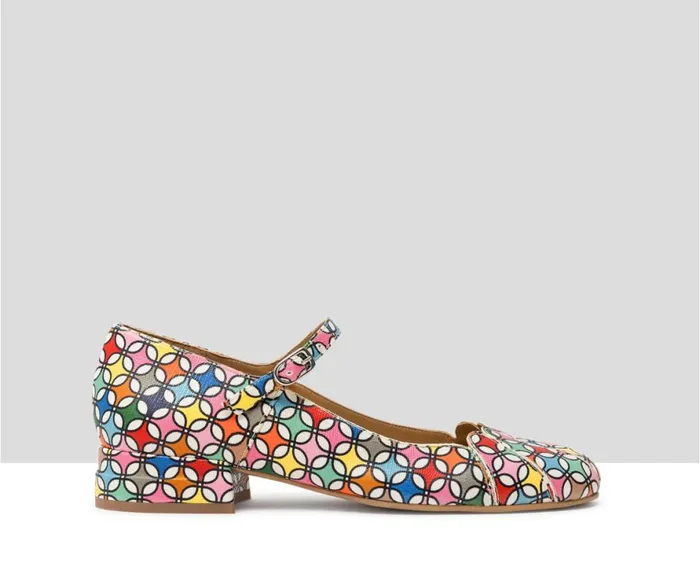 Women Medium Heel Audley Shoes Low Heel Leather Shoe Jabel Print