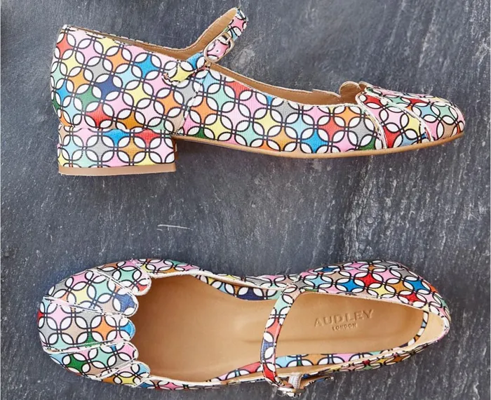 Women Medium Heel Audley Shoes Low Heel Leather Shoe Jabel Print