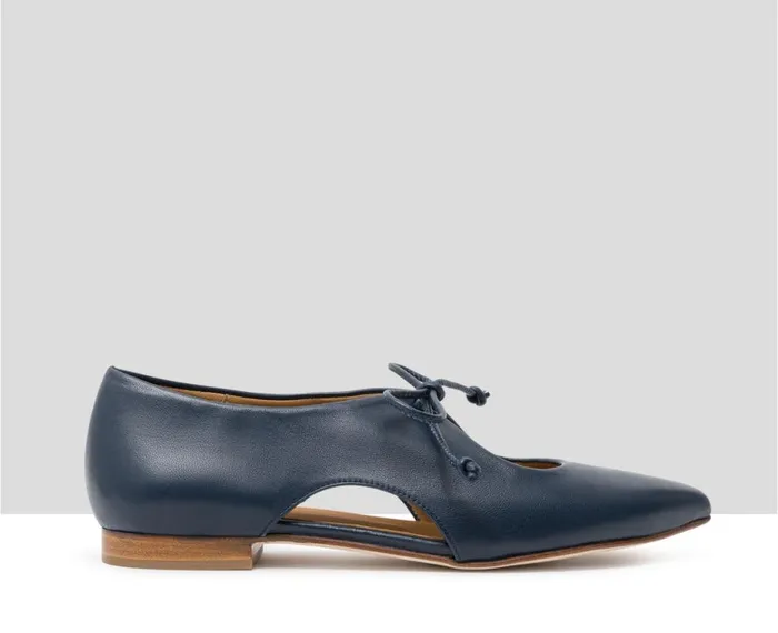 Women Medium Heel Audley Shoes Low Heel Leather Shoe Jazmin Blue