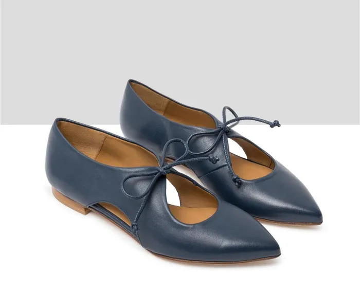 Women Medium Heel Audley Shoes Low Heel Leather Shoe Jazmin Blue