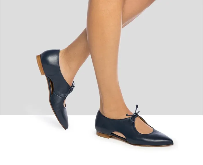 Women Medium Heel Audley Shoes Low Heel Leather Shoe Jazmin Blue