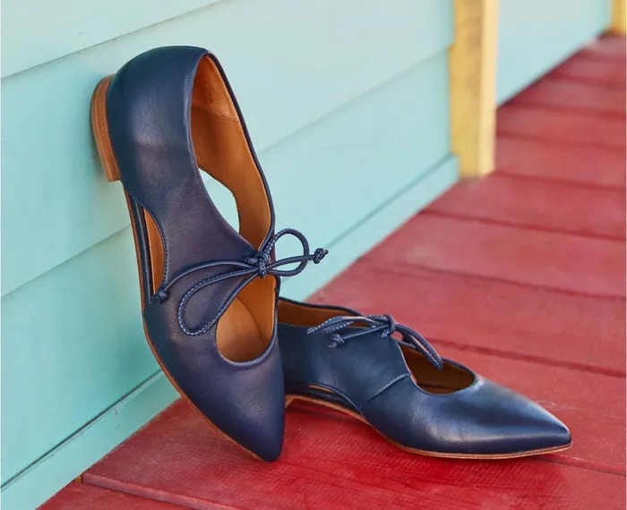 Women Medium Heel Audley Shoes Low Heel Leather Shoe Jazmin Blue