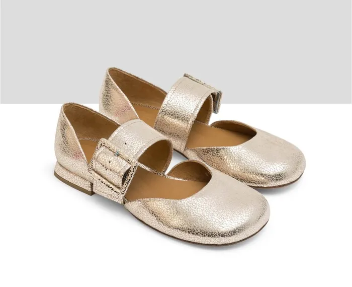 Women Medium Heel Audley Shoes Low Heel Leather Shoe Jewel Metallic