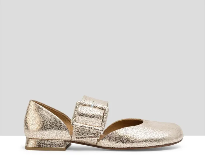Women Medium Heel Audley Shoes Low Heel Leather Shoe Jewel Metallic