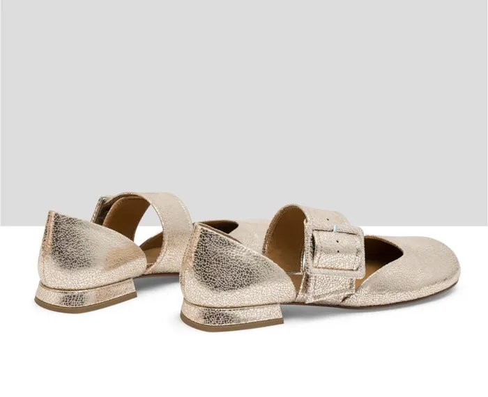 Women Medium Heel Audley Shoes Low Heel Leather Shoe Jewel Metallic