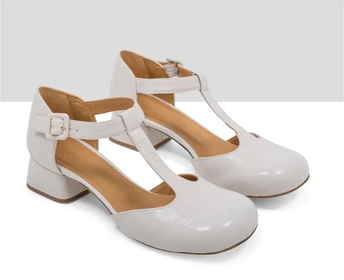 Women Medium Heel Audley Shoes Low Heel Leather Shoe Laika Bone