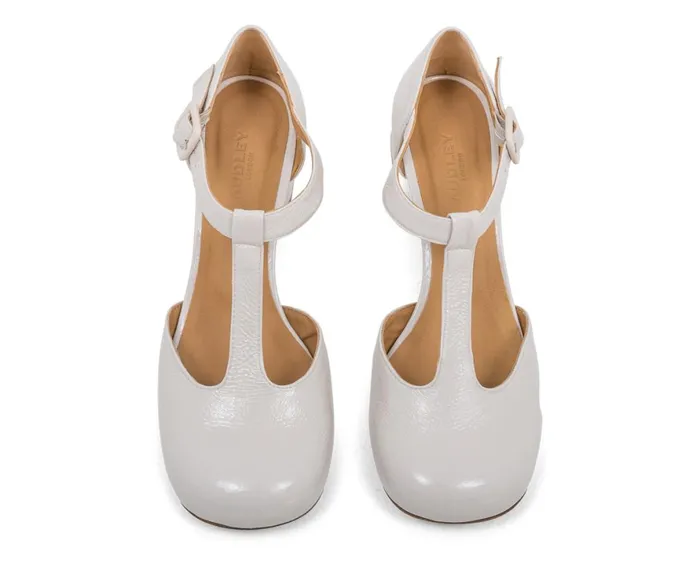 Women Medium Heel Audley Shoes Low Heel Leather Shoe Laika Bone