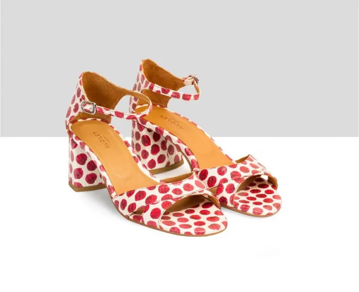 Women Medium Heel Audley Shoes Medium Heel Leather Sandal Belda Print