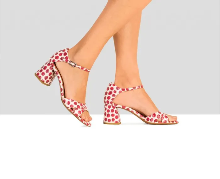Women Medium Heel Audley Shoes Medium Heel Leather Sandal Belda Print