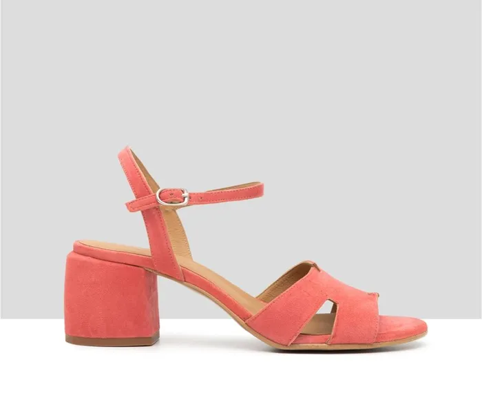 Women Medium Heel Audley Shoes Medium Heel Leather Sandal Delia Orange