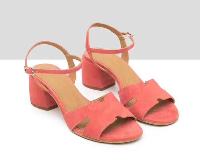 Women Medium Heel Audley Shoes Medium Heel Leather Sandal Delia Orange