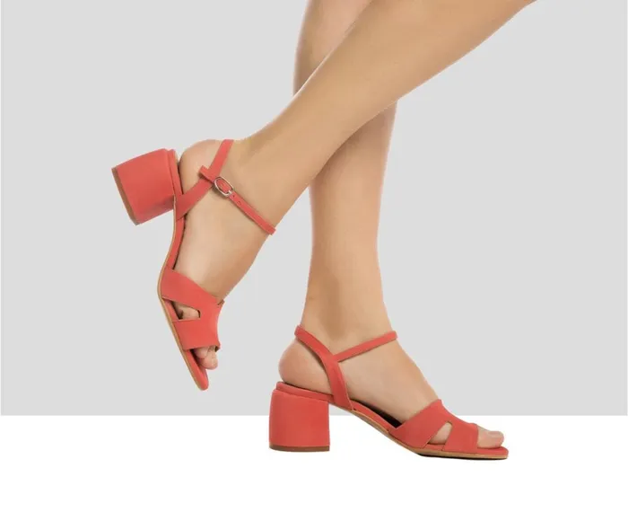 Women Medium Heel Audley Shoes Medium Heel Leather Sandal Delia Orange