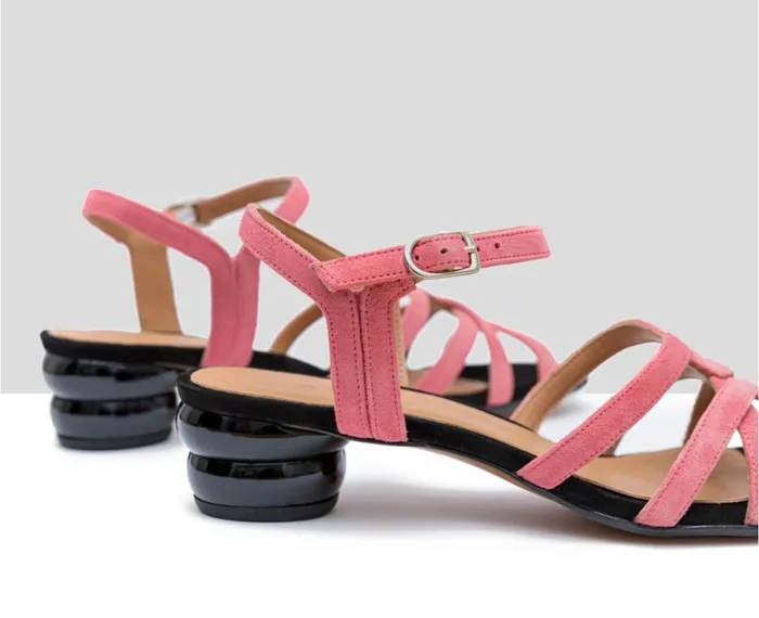 Women Medium Heel Audley Shoes Medium Heel Leather Sandal Dionisia Black