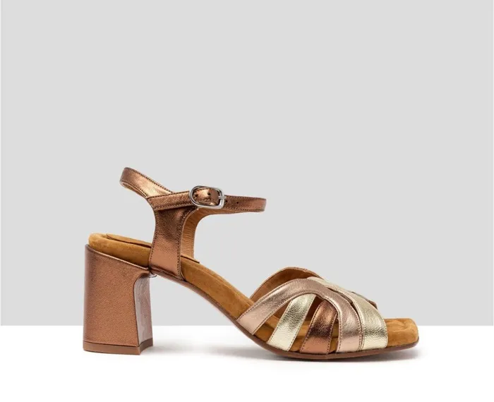 Women Medium Heel Audley Shoes Medium Heel Leather Sandal Haldis Brown