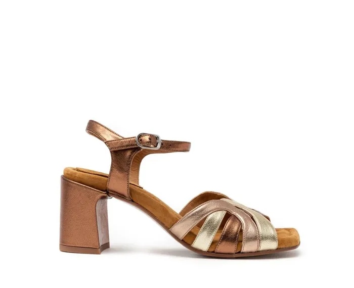 Women Medium Heel Audley Shoes Medium Heel Leather Sandal Haldis Brown