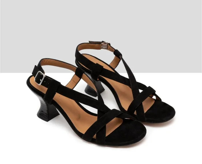 Women Medium Heel Audley Shoes Medium Heel Leather Sandal Hattie Black