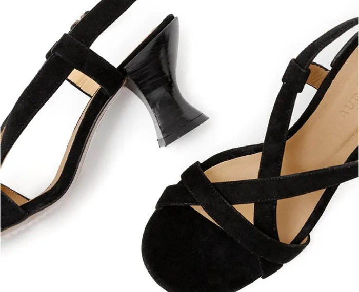 Women Medium Heel Audley Shoes Medium Heel Leather Sandal Hattie Black