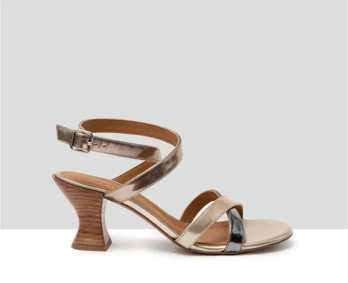 Women Medium Heel Audley Shoes Medium Heel Leather Sandal Hera Beige