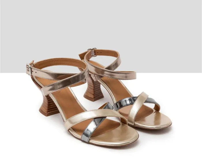 Women Medium Heel Audley Shoes Medium Heel Leather Sandal Hera Beige