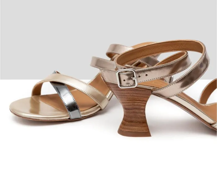 Women Medium Heel Audley Shoes Medium Heel Leather Sandal Hera Beige