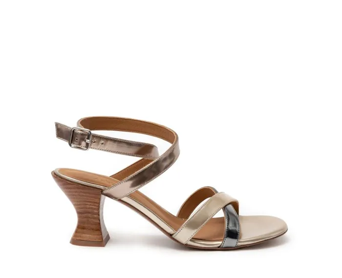 Women Medium Heel Audley Shoes Medium Heel Leather Sandal Hera Beige