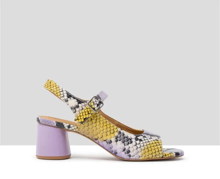 Women Medium Heel Audley Shoes Medium Heel Leather Sandal Huges Print