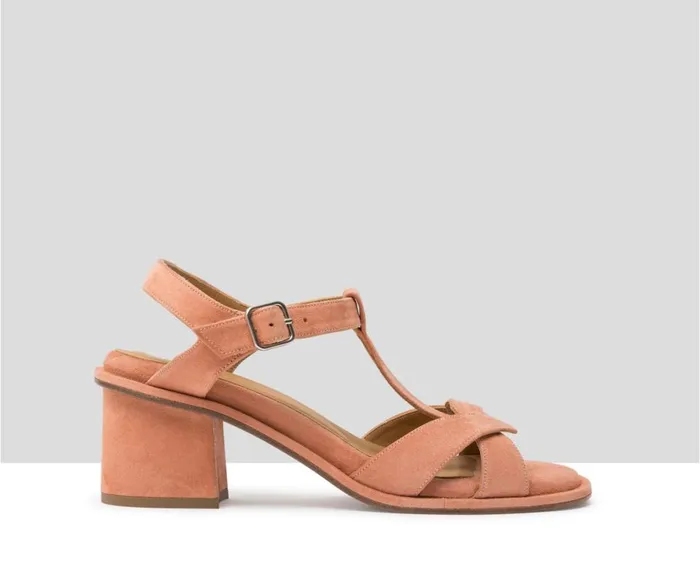 Women Medium Heel Audley Shoes Medium Heel Leather Sandal Judith Pink