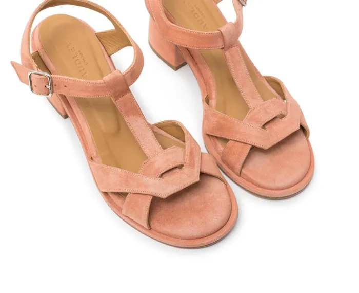 Women Medium Heel Audley Shoes Medium Heel Leather Sandal Judith Pink