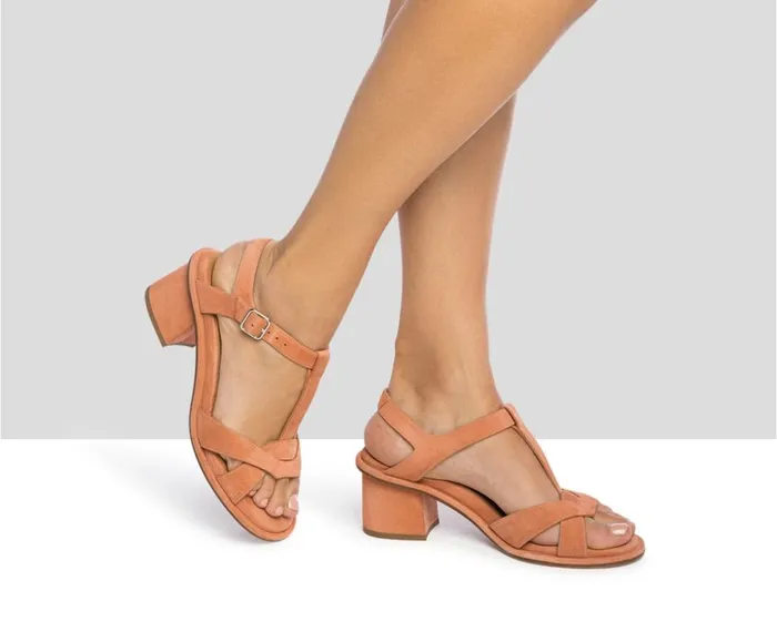 Women Medium Heel Audley Shoes Medium Heel Leather Sandal Judith Pink