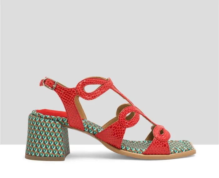 Women Medium Heel Audley Shoes Medium Heel Leather Sandal Leire Green