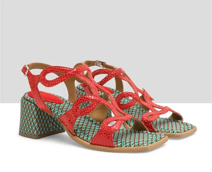 Women Medium Heel Audley Shoes Medium Heel Leather Sandal Leire Green