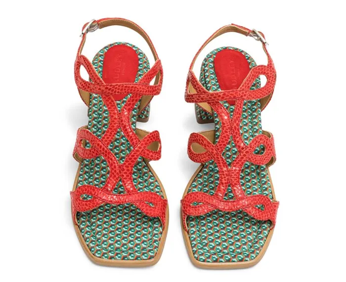 Women Medium Heel Audley Shoes Medium Heel Leather Sandal Leire Green