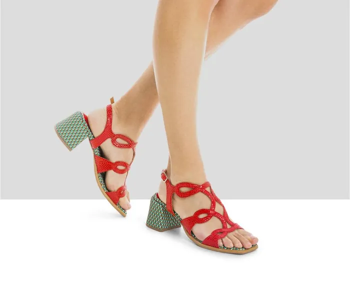 Women Medium Heel Audley Shoes Medium Heel Leather Sandal Leire Green