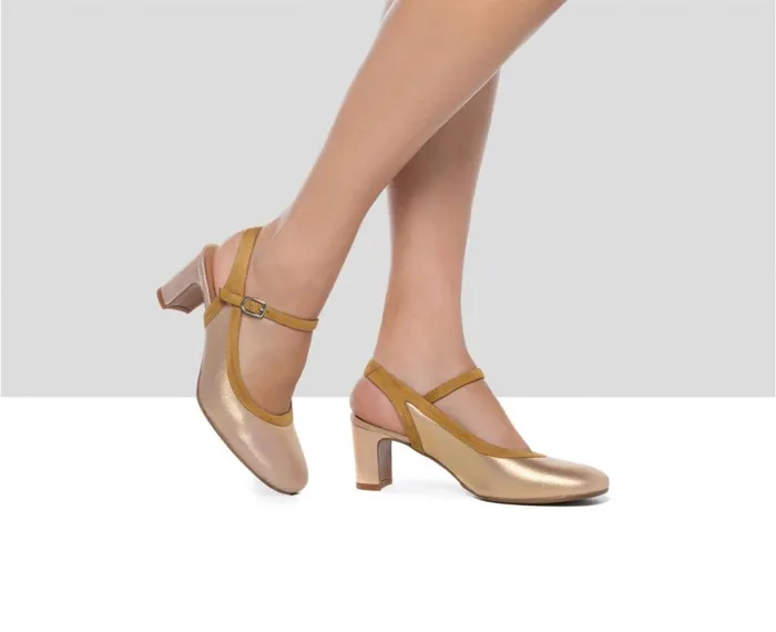 Women Medium Heel Audley Shoes Medium Heel Leather Shoe Faina Brown