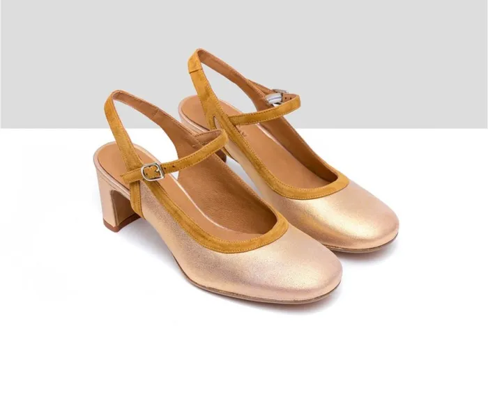 Women Medium Heel Audley Shoes Medium Heel Leather Shoe Faina Brown